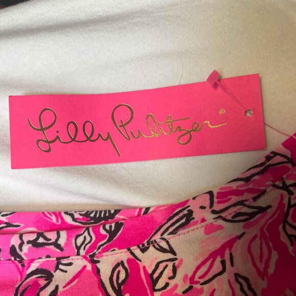 LILLY PULITZER Finn Top Breast Cancer 2021 Print PURRPOSEFULLY PINK Large NWT - Picture 10 of 11
